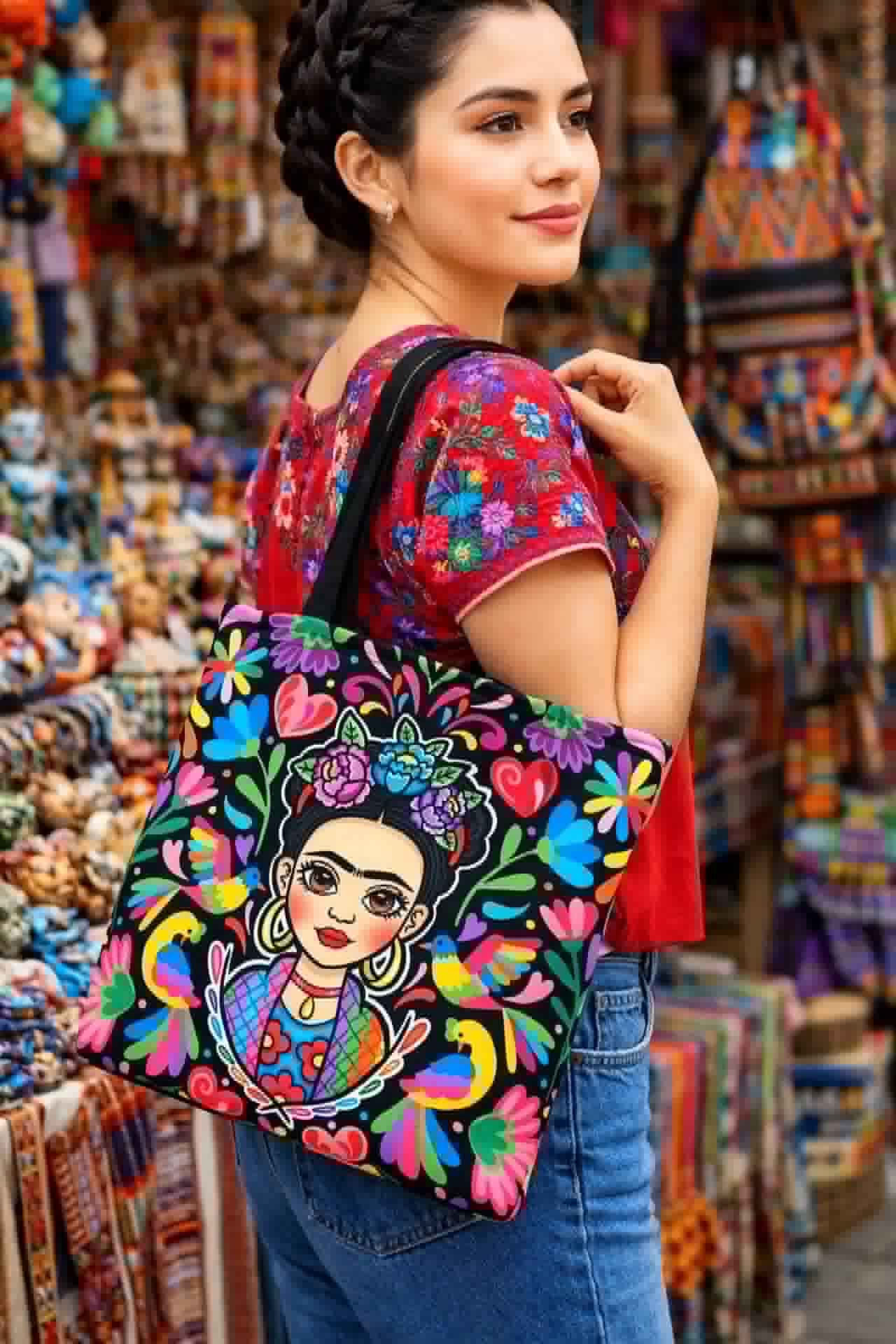 Frida Kahlo Bolso Artesanal Tenango.