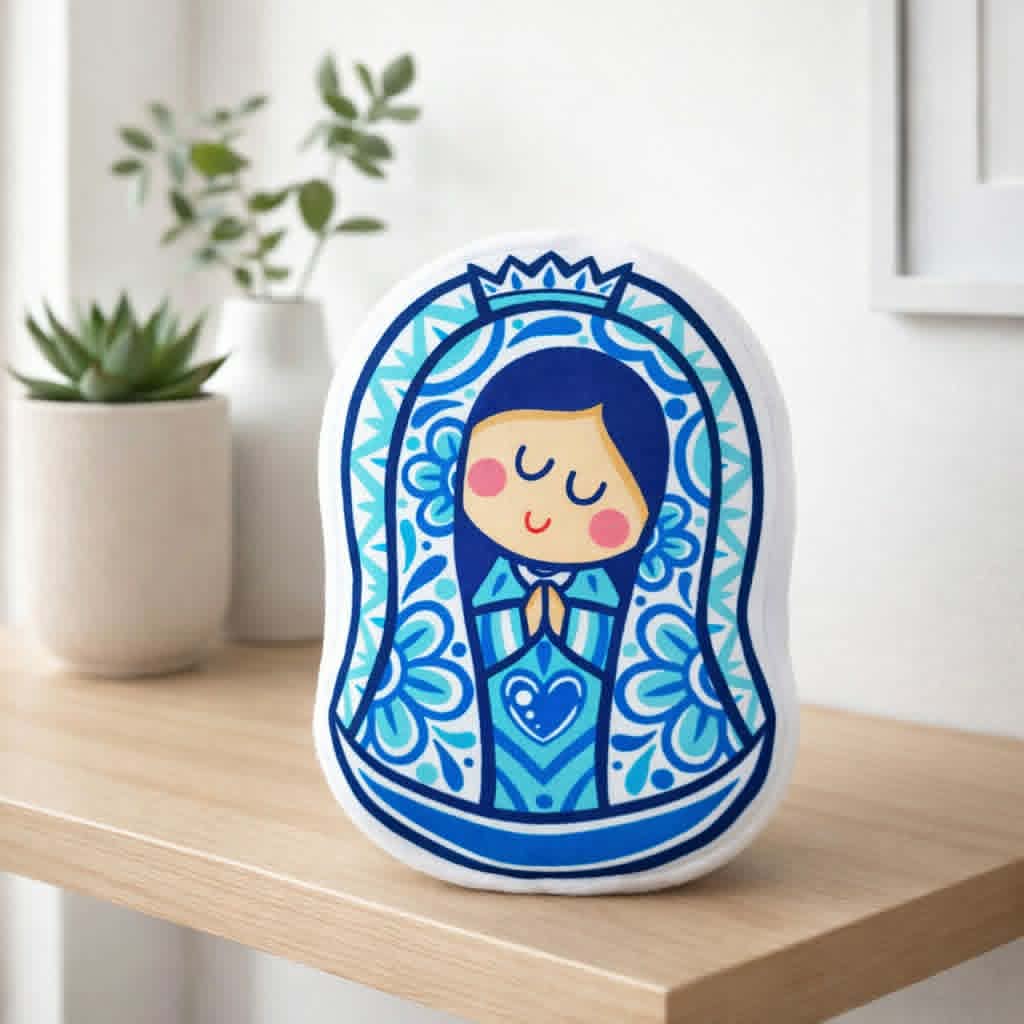 Cojincito decorativo de La virgencita estilo Talavera