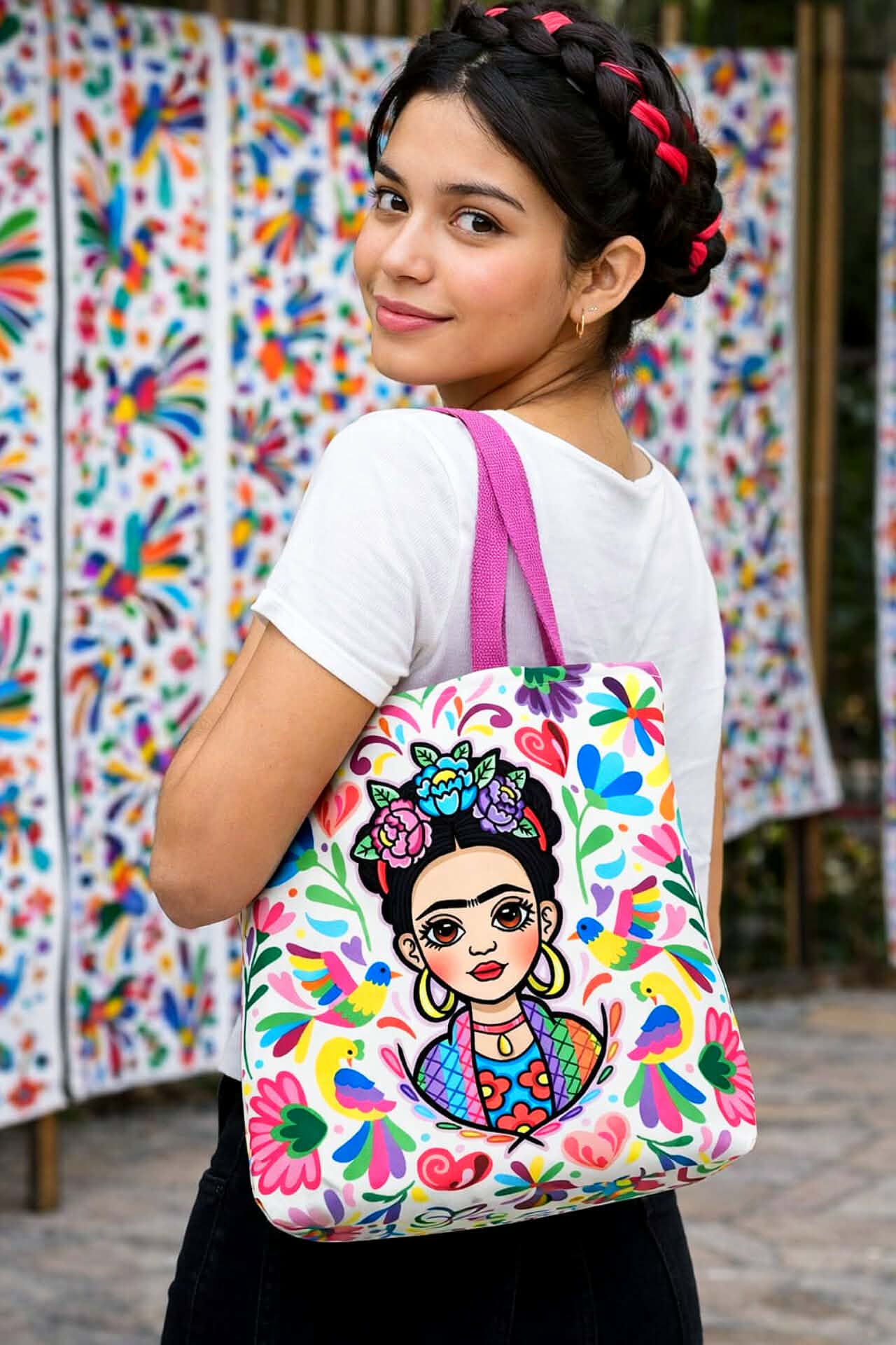 Bolso Frida Kahlo Artesania Mexicana de Colores.